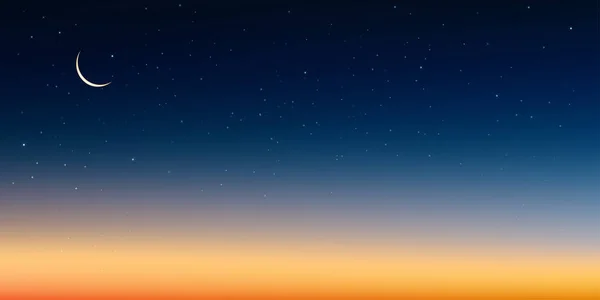 Islamic Greeting Ramadan Kareem Card Design Background Crescent Moon Colourful — Image vectorielle