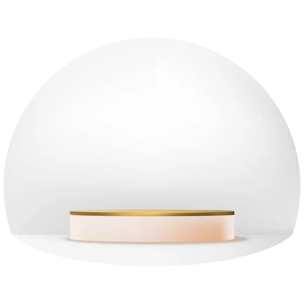 Gold Peach Podium White Circle Background Vector Showcase Cylinder Pedestal — Archivo Imágenes Vectoriales