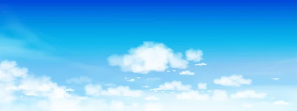 Небо Облака Солнечный День Весна Векторная Широкая Панорама Летнее Голубое — стоковый вектор