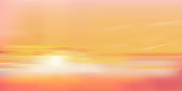晨光与橙色 黄色和粉色的天空 黄昏与日落的戏剧性黄昏景观 矢状网状地平线日落或阳光的天空旗帜四个季节背景 — 图库矢量图片
