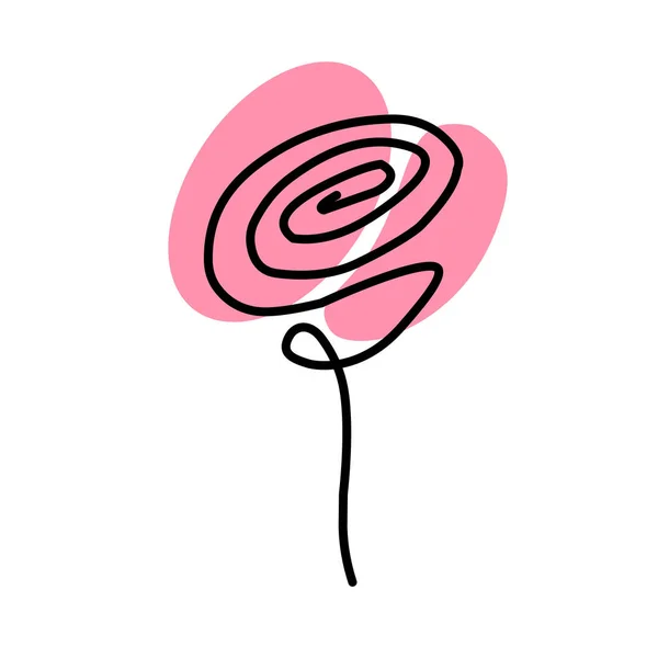 Vektorová Ilustrace Jedním Řádkem Abstraktní Květina Růžová — Stockový vektor