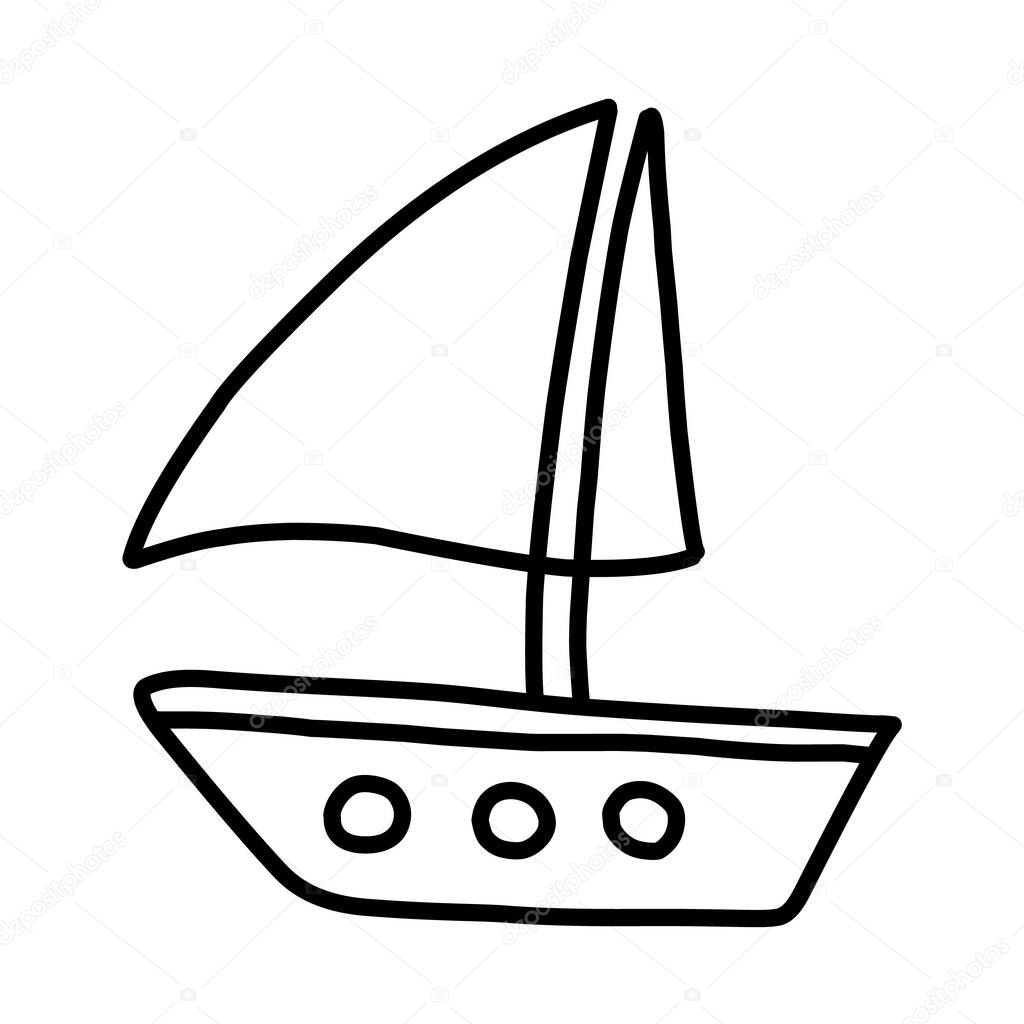 sailing ship line icon, outline sailboat vector logo, linear pictogram of yacht isolated on white, pixel perfect illustration