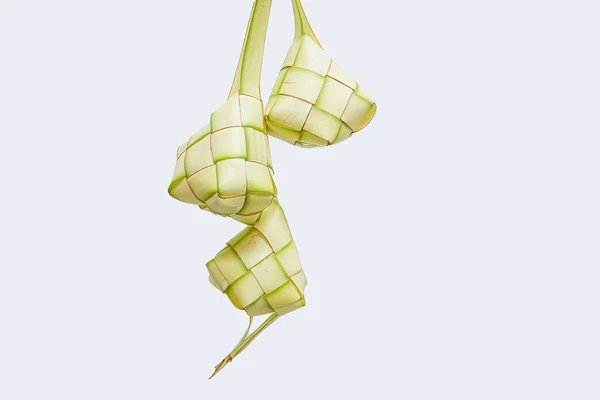 Tradycyjne Ketupat Żywności Eid Szarym Tle — Zdjęcie stockowe