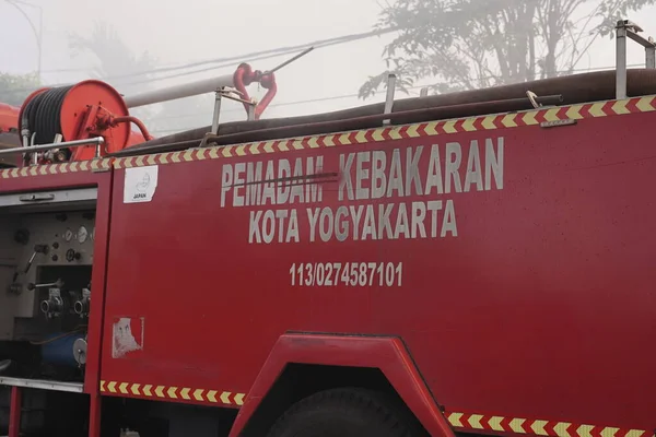 Fire Trucks Come Ready Location Furniture Warehouse Fire Yogyakarta Indonesia — стокове фото