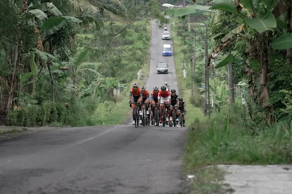 Groupe Athlètes Vélo Route Mula Nusantara Cyclisme Professionnel Participé Route — Photo