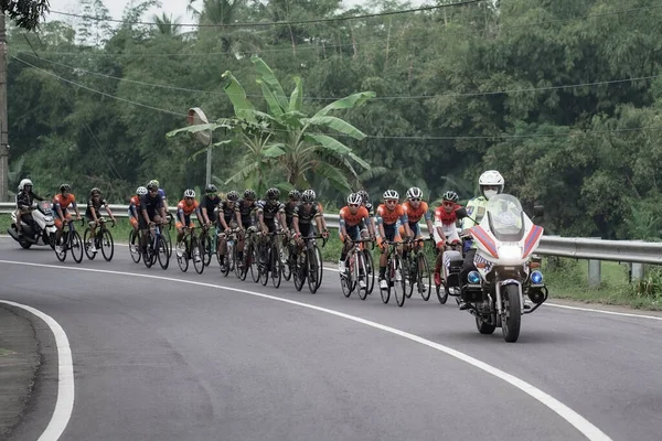 Groupe Athlètes Vélo Route Mula Nusantara Cyclisme Professionnel Participé Route — Photo