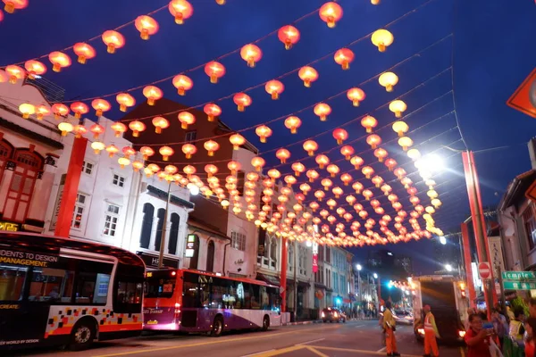 Atmosfera Chinatown Cingapura Celebrar Ano Novo Lunar Muitas Bugigangas Festivas — Fotografia de Stock
