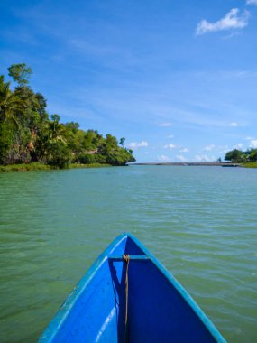 Maron nehir manzarası yolcuların tekneye bakış açısından.