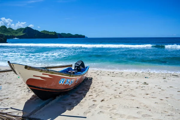 Pacitan Endonezya Daki Srau Sahilinin Güzel Manzarası Beyaz Kum Istakoz — Stok fotoğraf