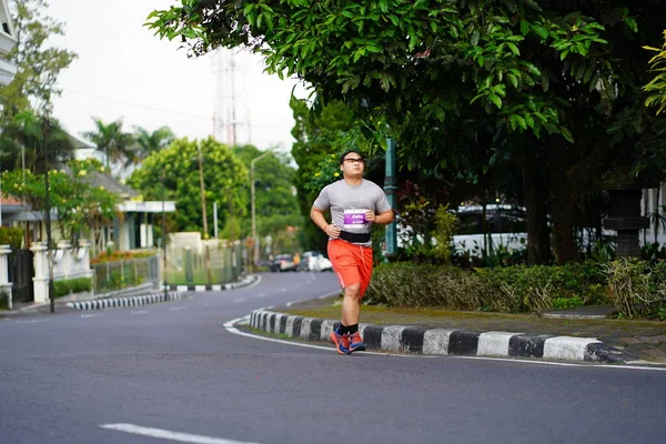 Μαραθώνιος Αγώνα Στην Magelang Ινδονησία Άνθρωποι Πάτησαν Πόδι Τους Δρόμους — Φωτογραφία Αρχείου