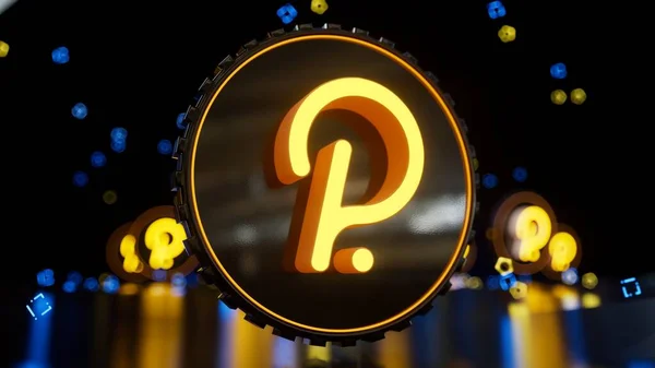 Polkadot şifreleme madeni para konsepti 3 boyutlu illüstrasyon. Blok zinciri teması 3d oluşturucu