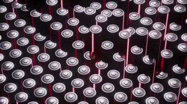 Yeşil enerji için karbon fiber tabanlı pil üretimi. Döngü 3d canlandırması