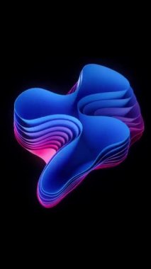 Renkli dalgaların soyut tatmin edici döngü animasyonu. Dalgalı kumaşın 3D görüntüsü.