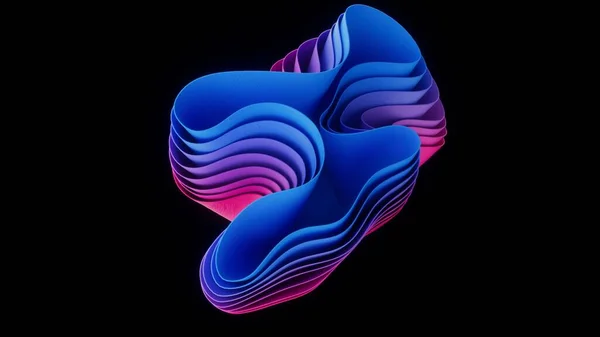 Dalgalı geometrik şekil arkaplanı. Soyut renkli dalgalar 3d illüstrasyon.