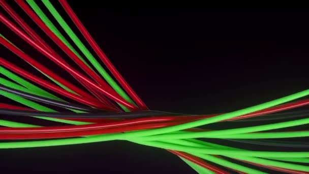 Red and green ethernet cables. Network connection concept. 3d rendering — Stock Video