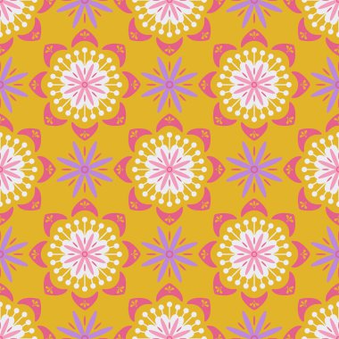 Hint çiçeklerinin dikişsiz deseni. Doğa motifli gösterişli halk örnekleri