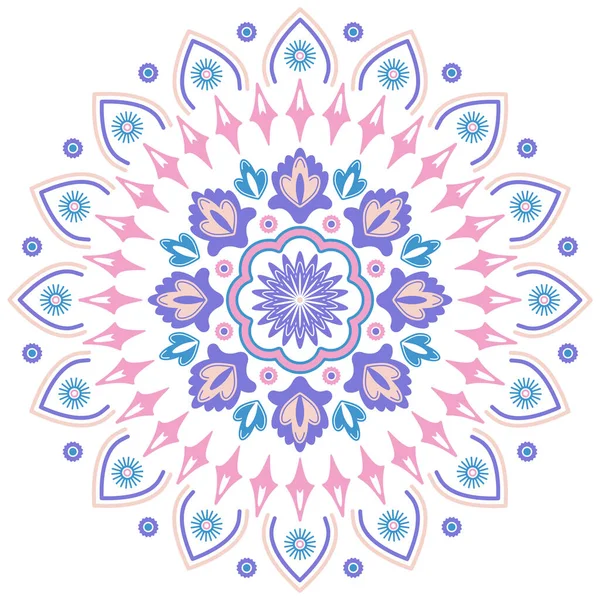 Mandala de fleurs ornementales. Illustration vectorielle isolée. Style de couleurs pastel — Image vectorielle