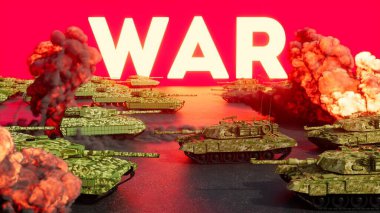 Soyut savaş sahnesi geçmişi. Rus tanklarının Nato 'ya karşı 3D çizimi