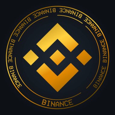 Binance şifreleme borsa sembolü. Engelleme zinciri e-ticaret temalı vektör illüstrasyonu
