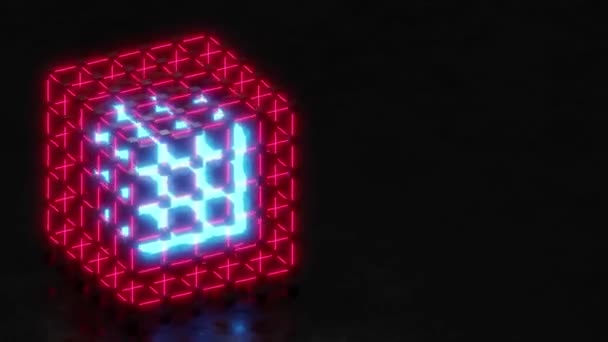 Bloc Données Rouge Blockchain Dans Cyberespace Futuriste Crypto Art Fond — Video