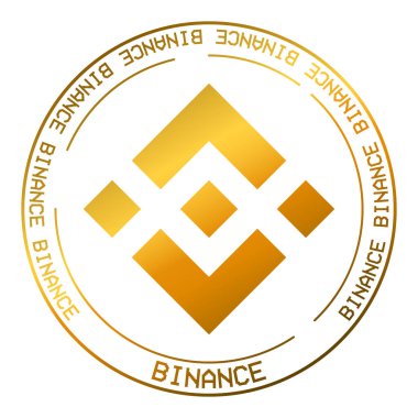 Binance Kripto Ticaret ve Borsa İşareti. Engelleme zinciri ve e-ticaret temalı vektör illüstrasyonu