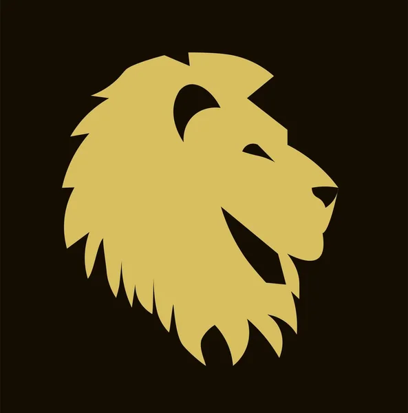 Kahverengi arkaplanda altın aslan simgesi. Altın Aslan