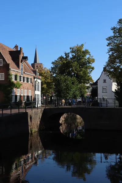 Beautiful Street View Amersfoort Netherlands Classic Dutch Architecture Canal Water — Stock Photo, Image