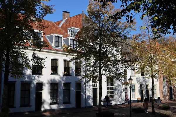 アメリカの街の通りに美しい建築物 オランダの古典的な建物が近くにあります オランダのアメリカの砦 — ストック写真