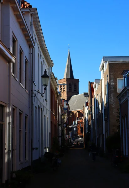 Όμορφη Θέα Στο Δρόμο Της Ολλανδικής Πόλης Amersfoort Κλασική Αρχιτεκτονική — Φωτογραφία Αρχείου