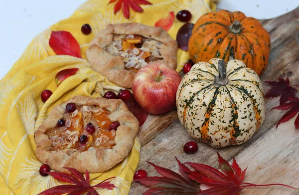 Torte Zucca Mini Tavolo Foto Vista Dall Alto Con Pasticceria — Foto Stock