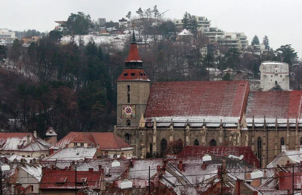 Die Schwarze Kirche Biserica Neagr Auf Rumänisch Schöne Gotische Denkmal — Stockfoto