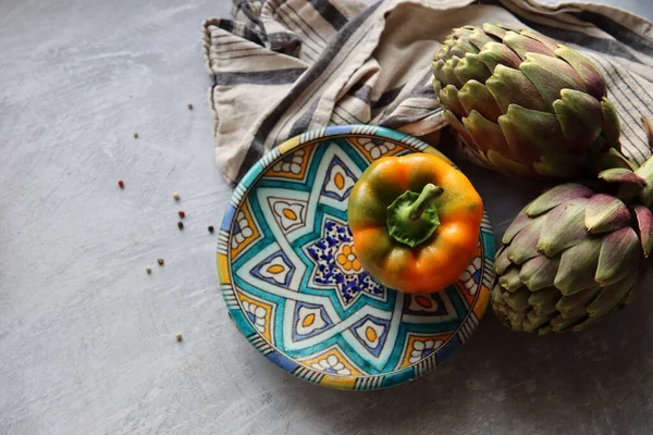 Photo Tête Légumes Saison Frais Sur Une Table Couleurs Vibrantes — Photo