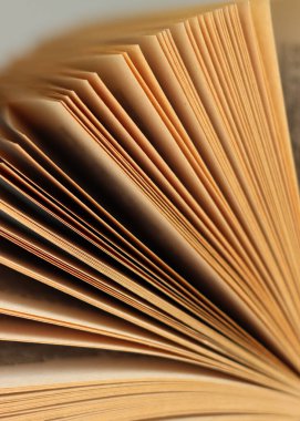 Kitap sayfalarının fotoğrafını kapat. Açık kitap dokusu. Eğitim kavramı. 