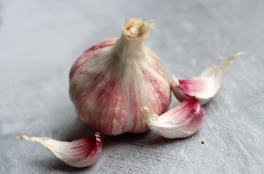 Masada sarımsak soğanı. Sarımsak dokusu. Fotoğrafı kapat.. 