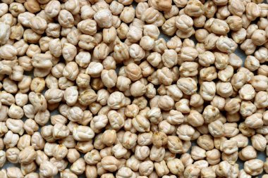 Nohut yakın çekim fotoğrafı. Humus malzemesi masanın üstünde. Orta Doğu 'nun Gıda. 