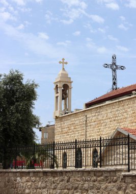 Aziz Elijah Katedrali, Hayfa, İsrail. Katolik kilisesi yakın plan fotoğrafı. Orta Doğu Dini. 