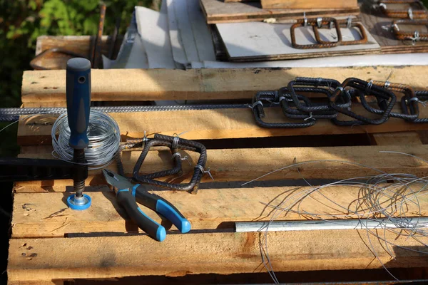 Construction Worker Equipment Tools Instruments Close Photo — ストック写真