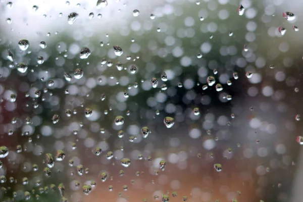 Rain Drops Window Abstract Background Drops Glass Surface — 图库照片