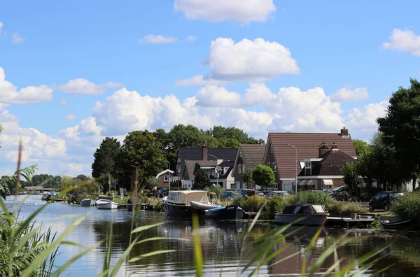 Traditional Dutch Canal View Cute Town River Summer Europe — 스톡 사진