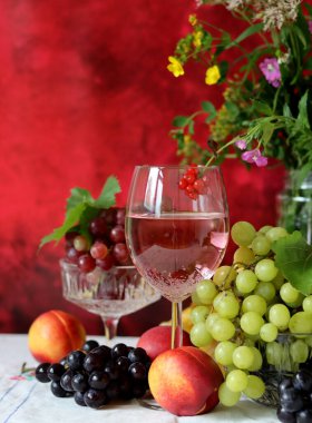 Fresh summer fruit and berry on a table. Natural antioxidants. Healthy eating concept. 