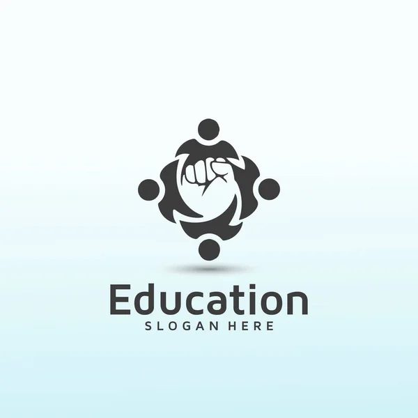 Eğitimciler Öğrenciler Üzerinde Logo Tasarımı — Stok Vektör