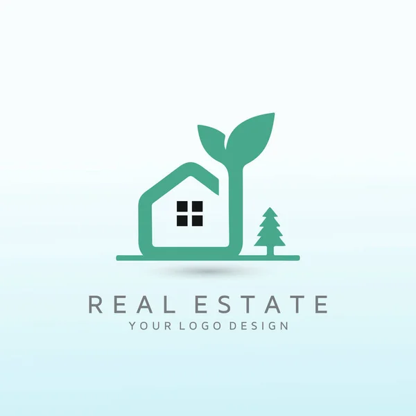 Recherche Votre Arbre Logo Immobilier Innovant — Image vectorielle