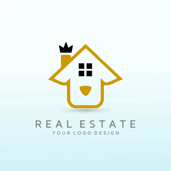 Golden Retriever Immobilier Logo Couronne Marque — Image vectorielle