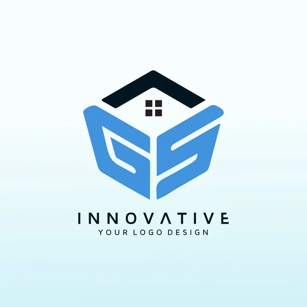Logo Immobilier Lettre Conception — Image vectorielle