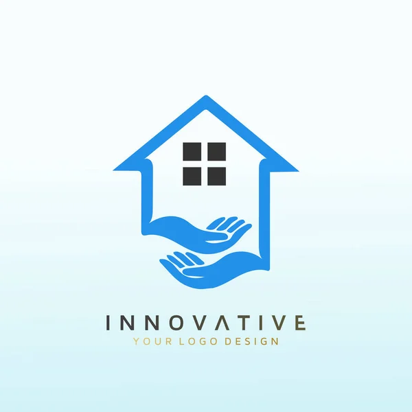 Progettare Logo Unico Una Casa Seduta Azienda — Vettoriale Stock