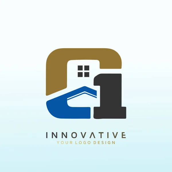 Logo Chic Pour Société Gestion Immobilière Lettre — Image vectorielle