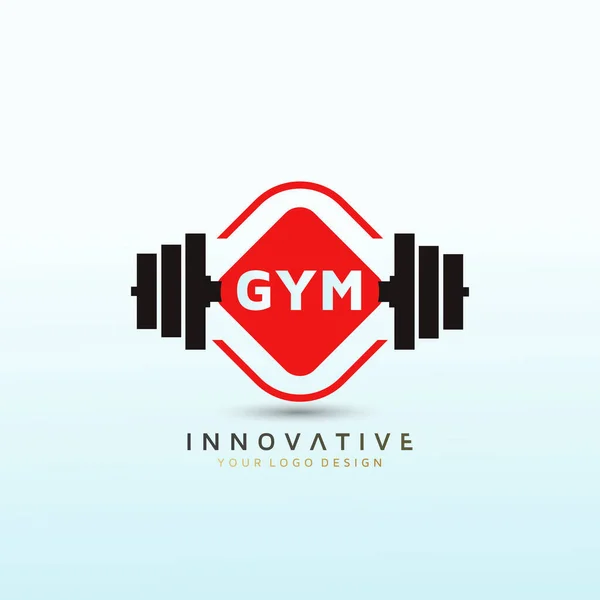Γράμμα Gym Fitness Vector Logo Design Fitness Logo Design Dumbbell — Διανυσματικό Αρχείο