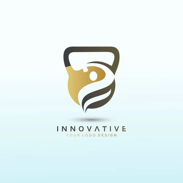 Golf Fitness Vettoriale Logo Idea Design Icona Del Manubrio Logo — Vettoriale Stock