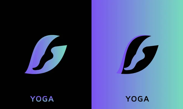 Дизайн Логотипу Йоги Піктограма Ноги Листя Шаблон Дизайну Векторної Ілюстрації — стоковий вектор