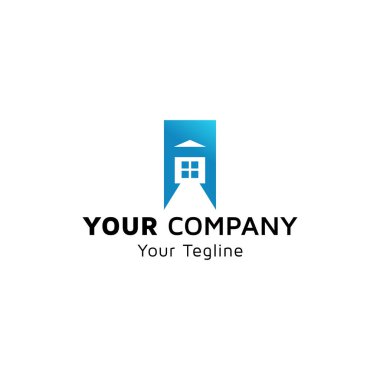 Simple Real Estate vector image, green gradient color, company vector design